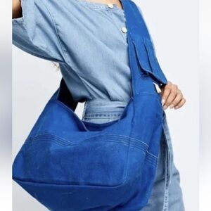 Free People We The Free Waxed Canvas Sling Bag ICELANDIS BLUE